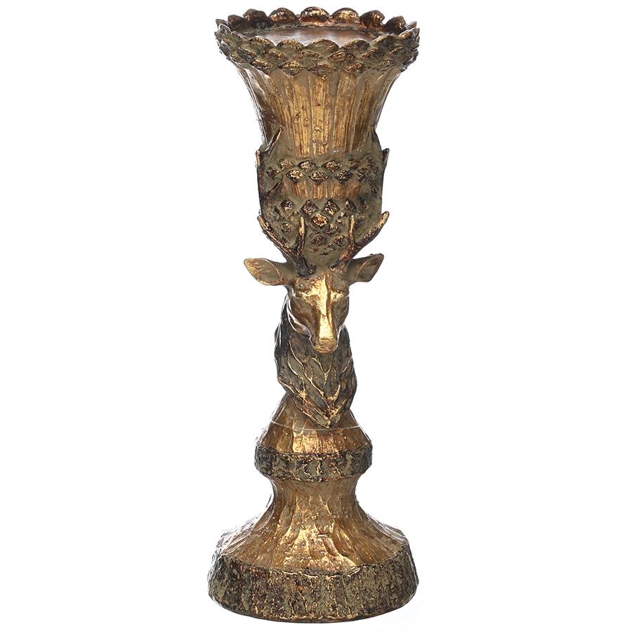 Small Antique Gold Stag Candle Holder